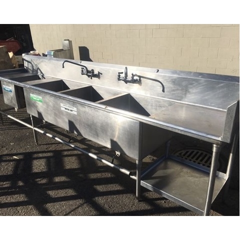 12 4 Compartment Sink With 2 Drainboards Used